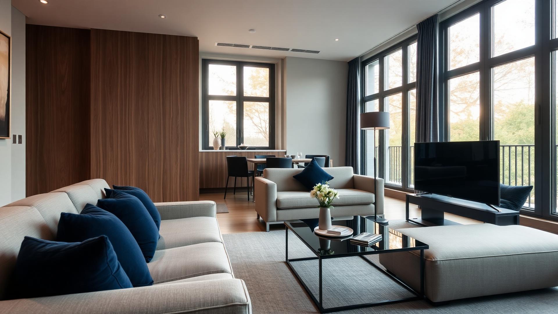 Modern serviced apartment living space
